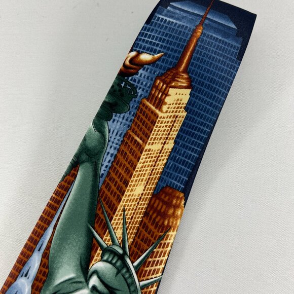 Vintage Rene Chagal Statue of Liberty Tie Necktie New York Empire State Building - Picture 3 of 10